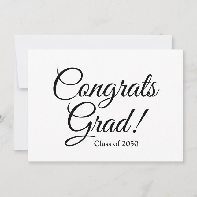 Gratulerar grad svartvit anpassningsbar, skript st kort (Framsida)