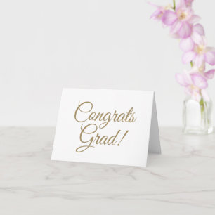 Gratulerar grad white guld-skript elegant studente kort