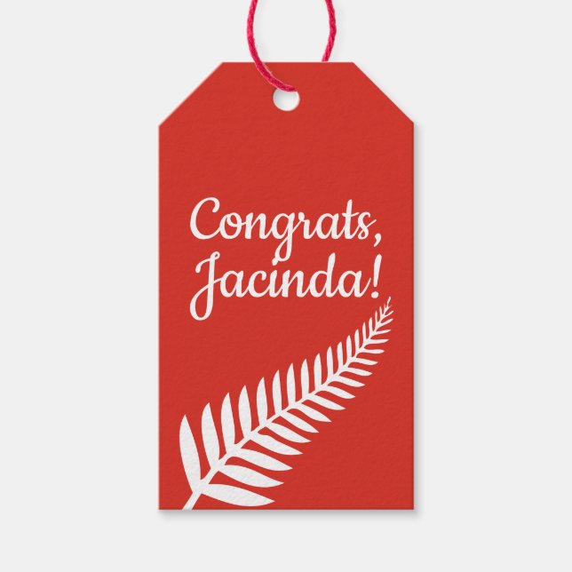 Gratulerar, Jacinda! Anpassningsbar Text och Färg  Presentetikett (Framsidan)