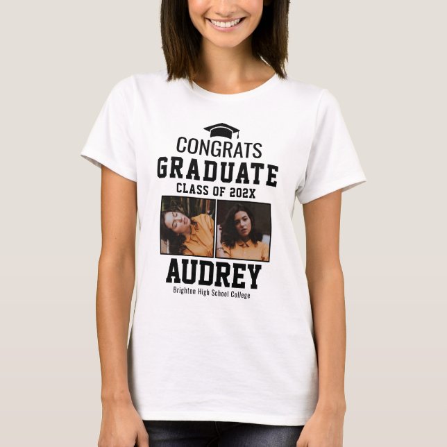 Gratulerar klass 2025 Student Namn T Shirt (Framsida)