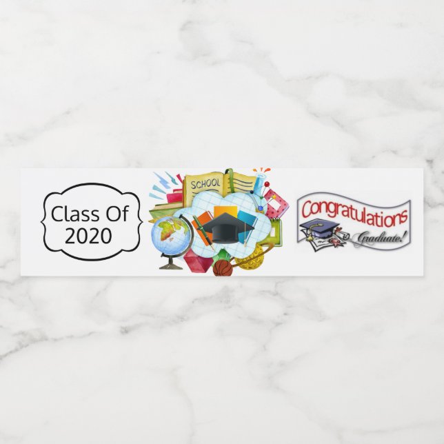Gratulerar klass för 2020-året vattenflaskor etikett (Singel etikett)