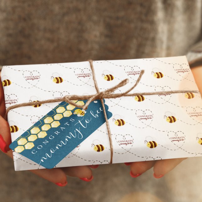 Gratulerar Mamma att figurera Pappert Presentpapper (Congratulate the mommy to bee with this cute watercolor bee wrapping paper! Matching collection! )