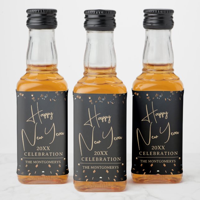 Gratulerar med det nya året Mini Spritflaskor Etikett (Flaskor)