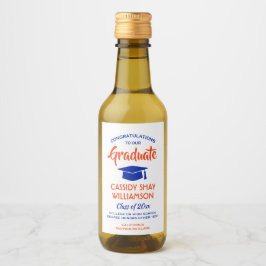 Gratulerar modern Orange i studenten och blå Mini Vinetikett