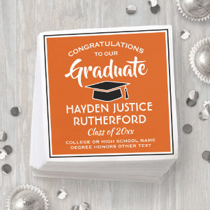 Gratulerar Modern Orange vit och svart studenten Pappersservett