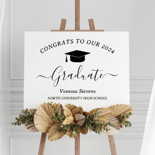 Gratulerar Modern White för elegant Script Student Poster