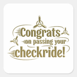 Gratulerar när du kör kontrollen! fyrkantigt klistermärke