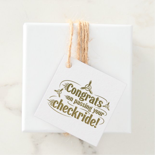 Gratulerar när du kör kontrollen! gåvor etiketter (På plats)