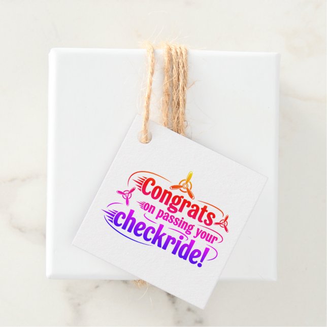 Gratulerar när du kör kontrollen! gåvor etiketter (På plats)