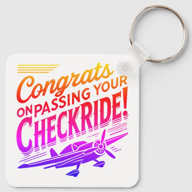 Gratulerar när du kör kontrollen! Nyckelkedja Nyckelring (Baksida)