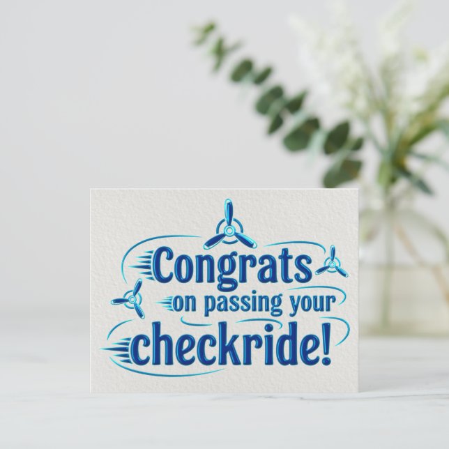 Gratulerar när du kör kontrollen! vykort (Stående Fram)