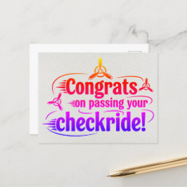 Gratulerar när du kör kontrollen! vykort