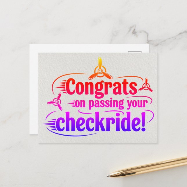 Gratulerar när du kör kontrollen! vykort (Fram/Back In Situ)