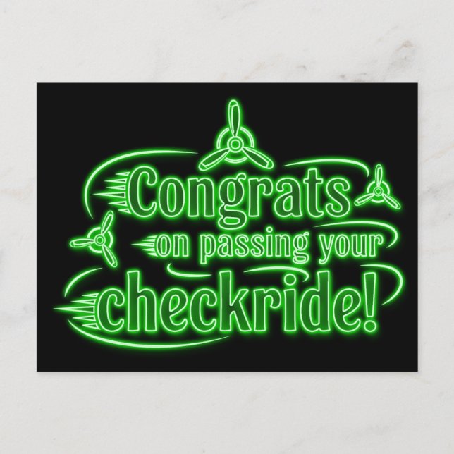Gratulerar när du kör kontrollen! vykort (Framsida)