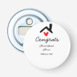 Gratulerar ny bosättningsägare vid invigningen av  flasköppnare