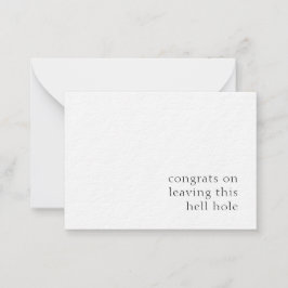 Gratulerar om att Lämna Hål i helvetet Anteckningskort