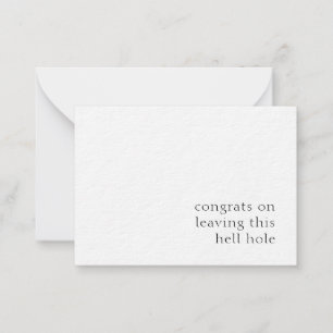 Gratulerar om att Lämna Hål i helvetet Anteckningskort