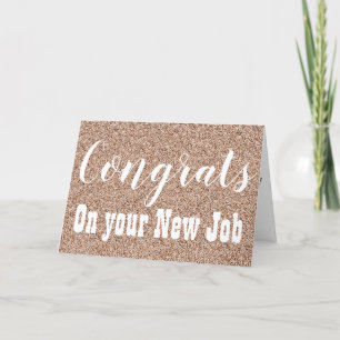 Gratulerar om ditt nya jobb Ro Guld Faux Glitter Kort