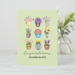 Gratulerar om planering av nya rötter till New Hom Kort