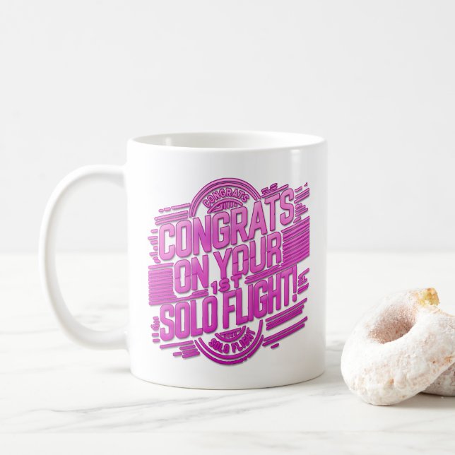 Gratulerar på din första Solo-flygning Kaffemugg (Med munk)
