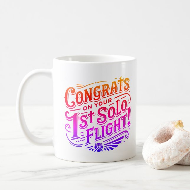 Gratulerar på din första Solo-flygning Kaffemugg (Med munk)