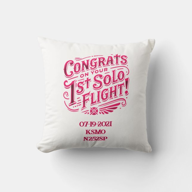 Gratulerar på din första Solo-flygning Kudde (Framsida)