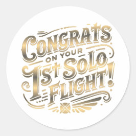 Gratulerar på din första Solo-flygning Runt Klistermärke