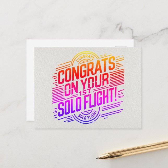 Gratulerar på din första Solo-flygning Vykort (Fram/Back In Situ)