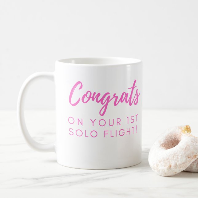 Gratulerar på din första solo - Rosa Anpassade Kaffemugg (Med munk)