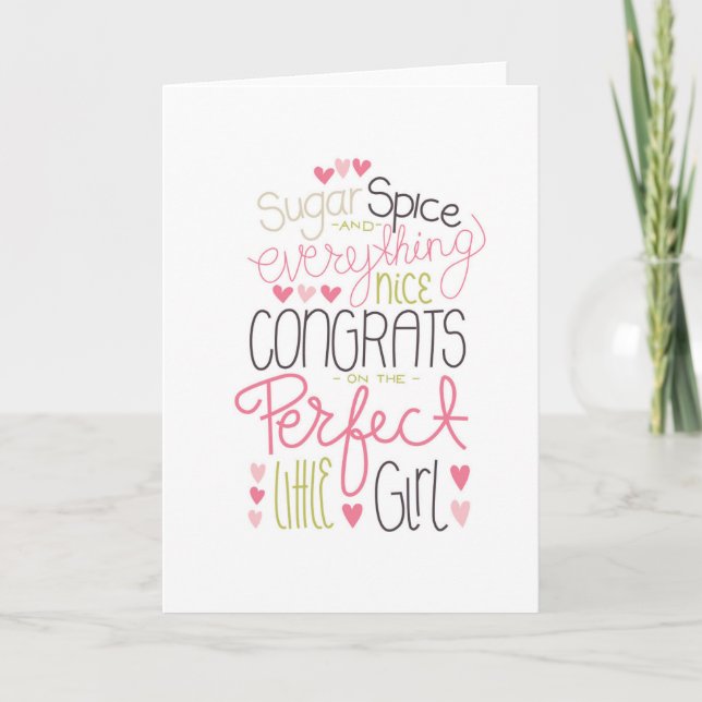 Gratulerar på Perfekten Little Girl Birth Card Kort (Framsida)