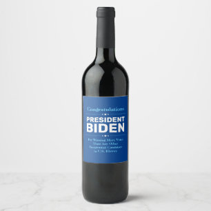 Gratulerar president Biden mest röstad kandidat B Vinflaska Etikett