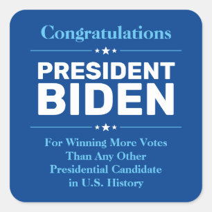 Gratulerar president Biden mest röstad kandidat Bl Fyrkantigt Klistermärke