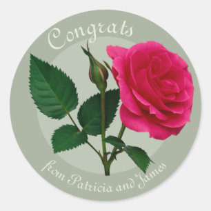 Gratulerar röd ros Exams Firande CC0883 Runt Klistermärke