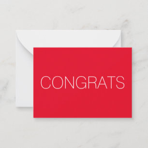 Gratulerar röd vit minimalistisk typografi modern rådkort