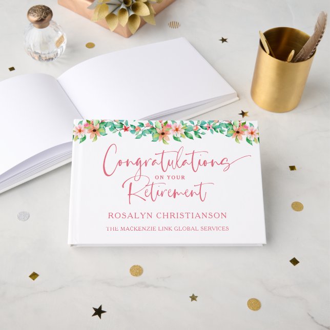 Gratulerar Rosa för Tropical Blommigt  i pension Gästböcker (Framsida öppen)