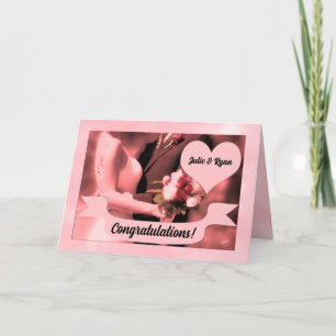 Gratulerar till Bride och Groom Rosa Bröllop Kort