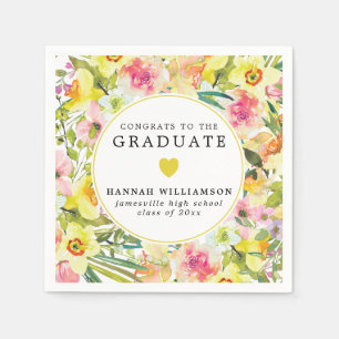 Gratulerar till Grad Gult Daffodil Heart Pappersservett