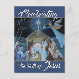 Gratulerar till Jesus födelse, jultomhet Vykort