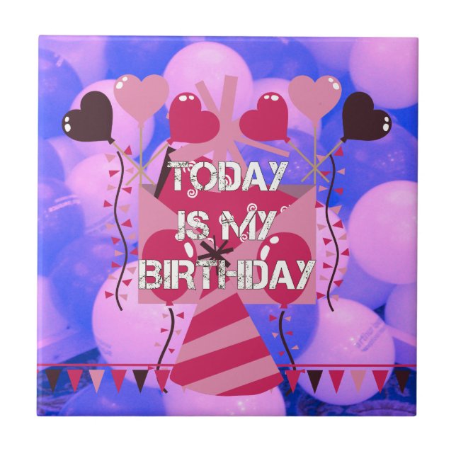 Gratulerar till min glädjande födelsedagsvälsignel kakelplatta (Framsidan)