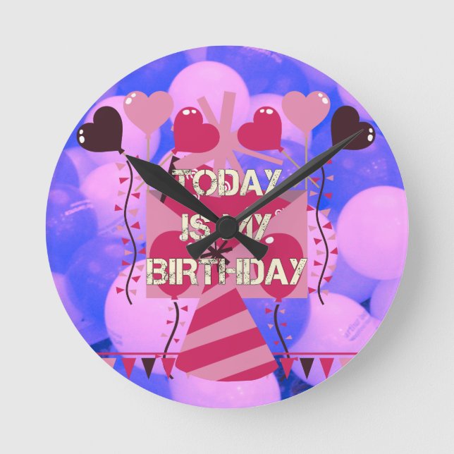 Gratulerar till min glädjande födelsedagsvälsignel rund klocka (Framsida)