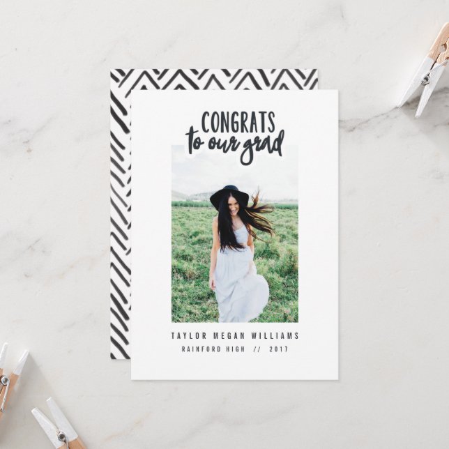 gratulerar till vår grad (beskuren bild) kort (Fram/Back In Situ)