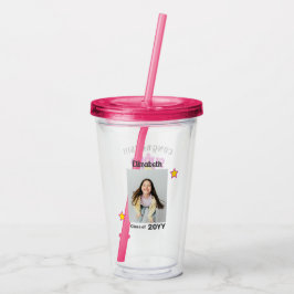 Gratulerar Toppen Grad-Rosa med stjärnor - rediger Take Away Mugg