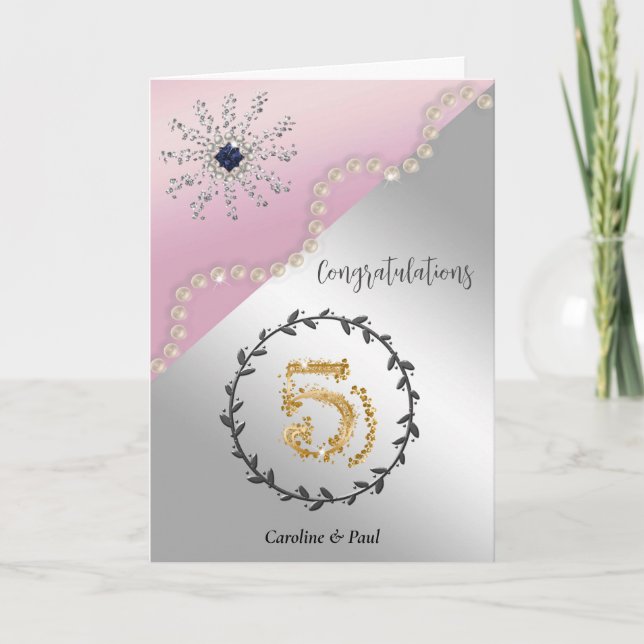 Gratulerar vänner till femårsdagen av Bröllop Kort (Framsida)