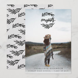 GRATULERAR WREATH PORTRÄTT-BLACK OCH VITA INBJUDNINGAR