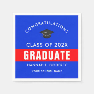 Gratulerara Anpassningsbarna Blå och Röda Studente Pappersservett