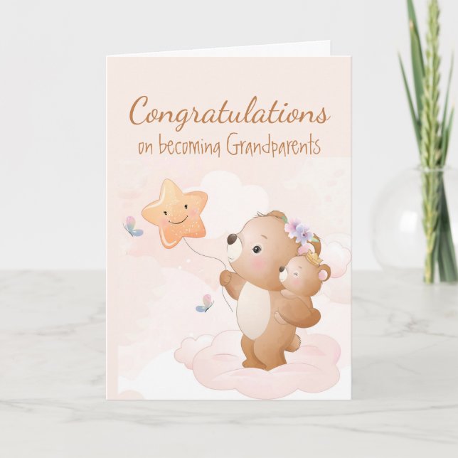 Gratulerara Baby Roligt Cute Bear Animals Farföräl Kort (Framsida)