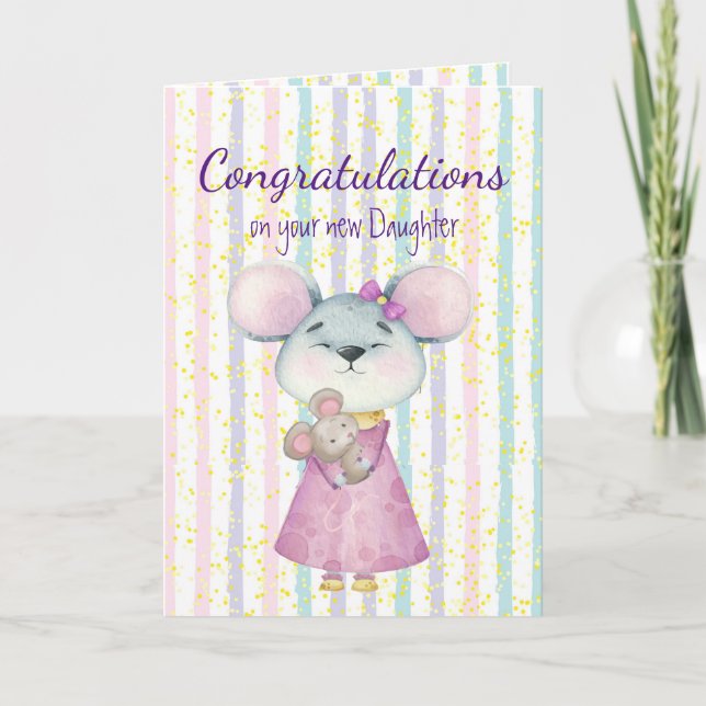 Gratulerara Baby-Roligten Cute Mouse-djurets dotte Kort (Framsida)