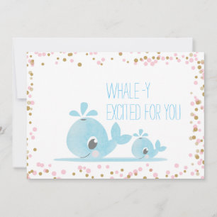 Gratulerara Baby vattenfärgsvalar i cute Whales Kort