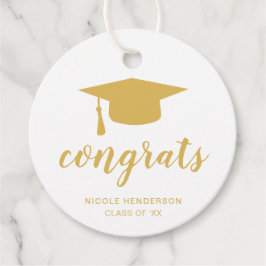 Gratulerara Eleganten Guld och vit Studentmössa Gåvor Etiketter