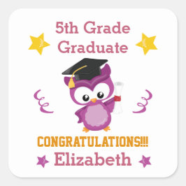 Gratulerara femte klass student fyrkantigt klistermärke